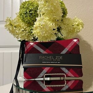 NWT Rachel Zoe Red, Black and White Plaid Wristlet, Sweater Not Included